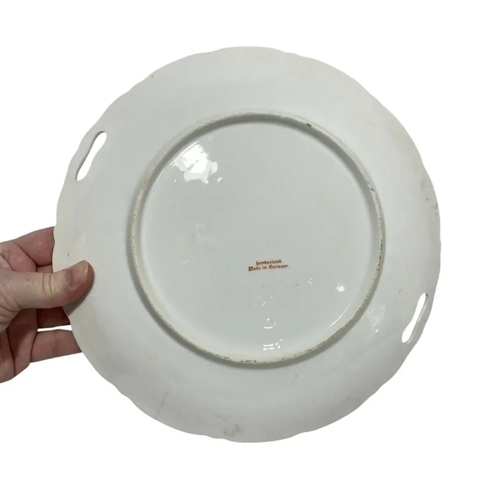 German Decorative Arts Cabinet Display Cake Plate Porcelain Ceramic Floral FLAW